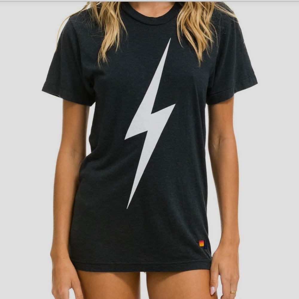 NWT Aviator Nation Bolt Boyfriend Tee Black Tee XS